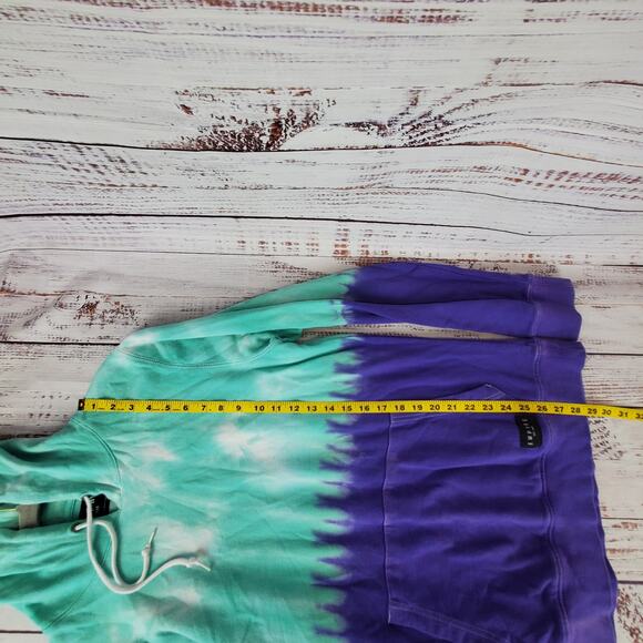 Empyre Tie Dye Skater Hoodie M Unisex Drawstring Purple Turquoise Warm Pullover - Picture 8 of 9
